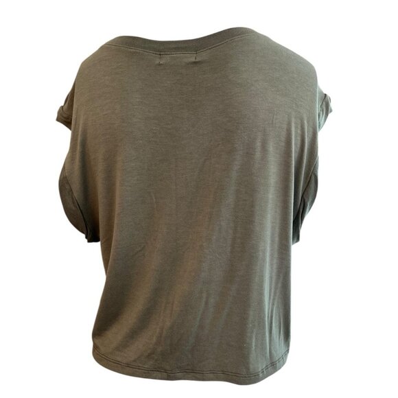 Aqua Ladies Medium Army Green Cropped Tank Top NWT Rayon Spandex Soft Stretch - Picture 4 of 6